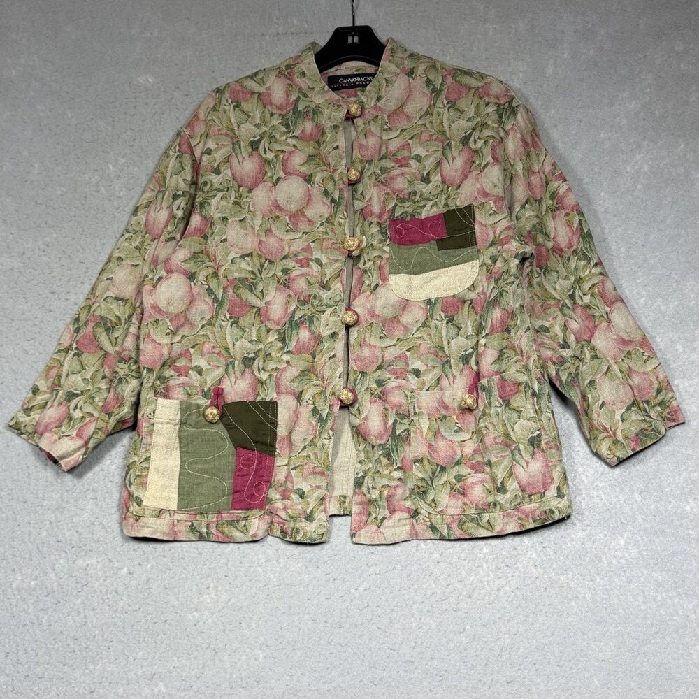 Vtg Canvasbacks Lutton & Horsfield Jacket Womens XS Apple Orchard Linen Boho